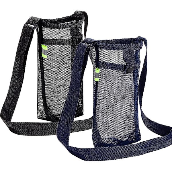 2 kpl vesipullon pidike Vesipullon kantaja Säädettävällä olkahihnalla Urheiluun Vaellukseen Leirintään Black x Navy blue