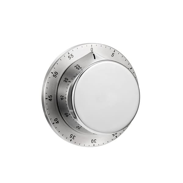 Kjøkkentimer, ingen batterier nødvendig, 100 % mekanisk - magnetisk bakside Silver