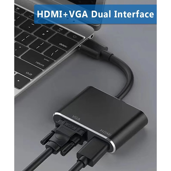 Usb till Hdmi Vga-adapter, 1080P Usb 3.0 till Hdmi+Vga-omvandlare med ljud och video samtidigt