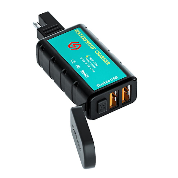 Vanntett motorsykkel plast Sae-kontakt 1422c2 dobbel USB-lader ledning