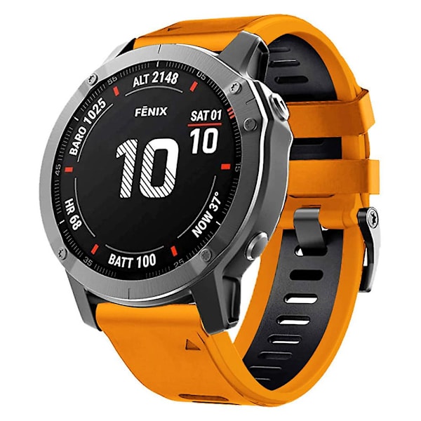 Tvåfärgat klockarmband för Garmin Fenix 7 / Forerunner 965 / 955 / 945 / 935, mjukt silikonarmband Orange Black