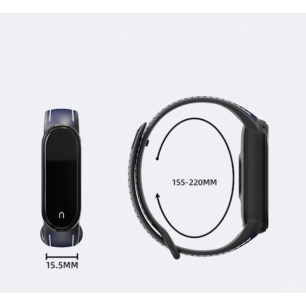 Passer til Xiaomi Mi Band 5/6 Læder Rem Udskiftning Blue And Black