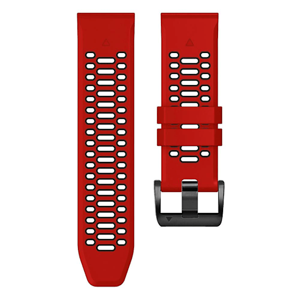For Garmin Fenix 7X/ 7X Pro/ 6X Quickfit 26mm Klockarmband Tre rader hål Tvåfärgad Silikonrem Red Black