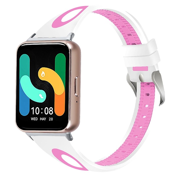 SM-R390 Samsung Galaxy Fit3 -silikoniranneke, säädettävä kaksivärinen rannehihna White Pink