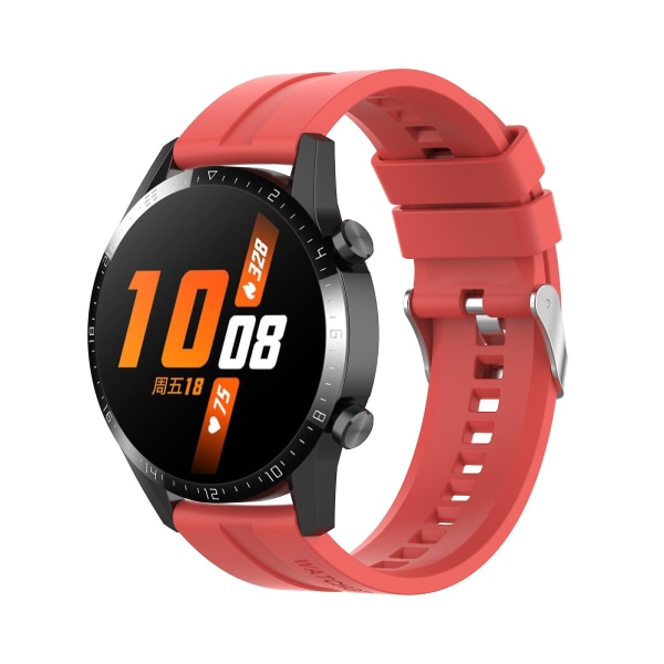 For Huawei Watch Gt 2 46mm klokkerem med sølvspenne Red