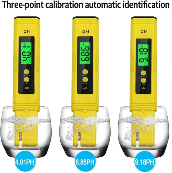 pH-meter, 3-pak digital pH-tester, 0-14 måleområde