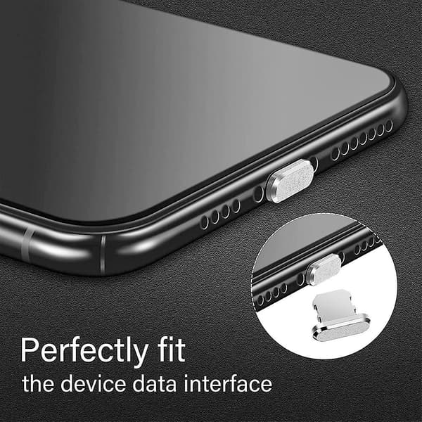 4 kappaletta pölysuojatulppia, yhteensopiva iPhonen kanssa, suojaa latausliitintä Silver