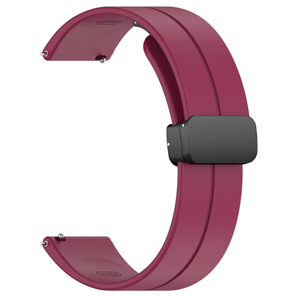 Til Huawei Watch GT 4 41mm / Garmin Venu 3S 18mm urrem i silikone med foldelås Wine Red