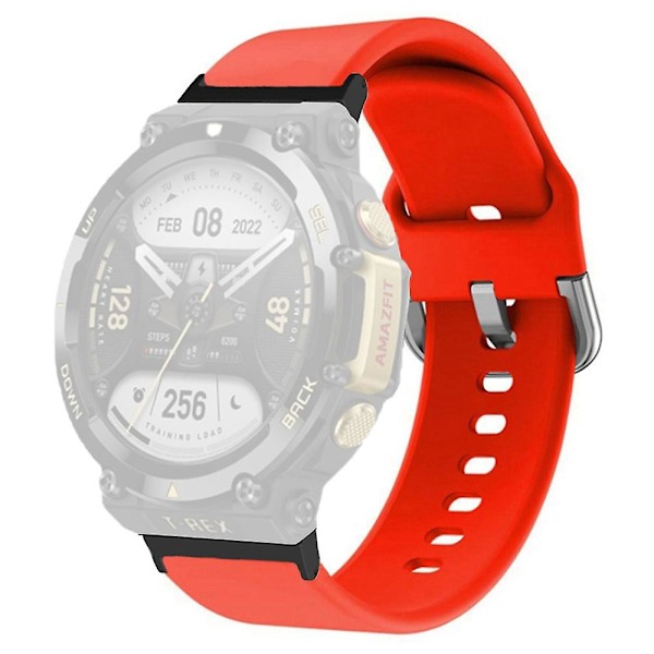 For Huami Amazfit T-Rex 2 Silikonurrem Justerbar Håndleddsrem med Firkant Spennespenne Red