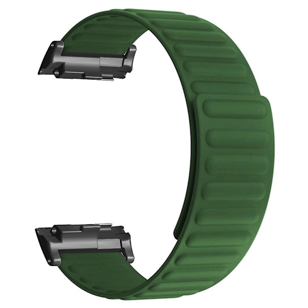 Magnetisk justerbar silikon+metall klokkestropp erstatning for Huawei Watch D Army Green