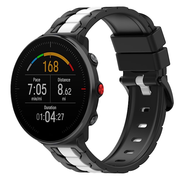 For Polar Ignite/Ignite 2/Unite 20mm Kædeformet Design Silikone Rem Dobbelt Farve Udskiftningsurrem Black White