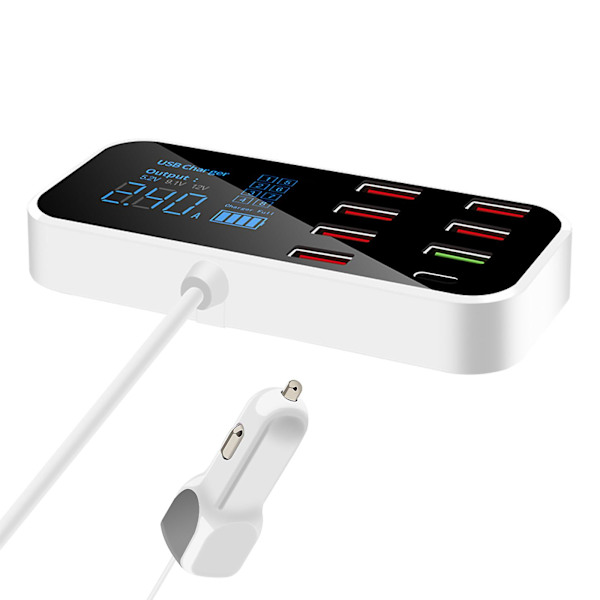 8 porte billader til bil, adapter til tablet, USB-oplader, Qc3.0 hurtig telefonoplader