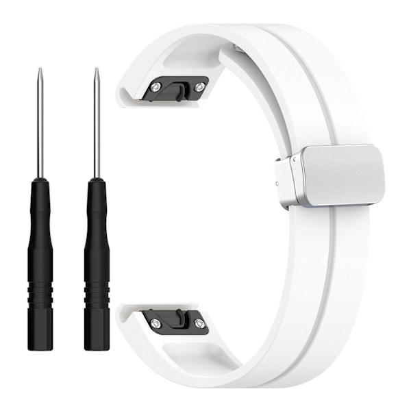Silikone 26mm folde spænde urrem til Garmin Fenix 7x/7x Solar/tactix 7 Pro White