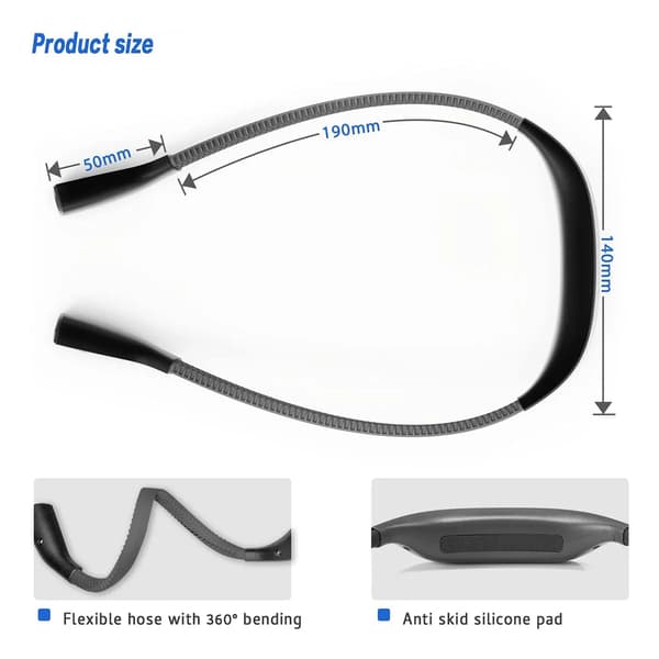 LED læselampe - Halsboglampe, 3 LED-lystilstande USB genopladelig (sort)