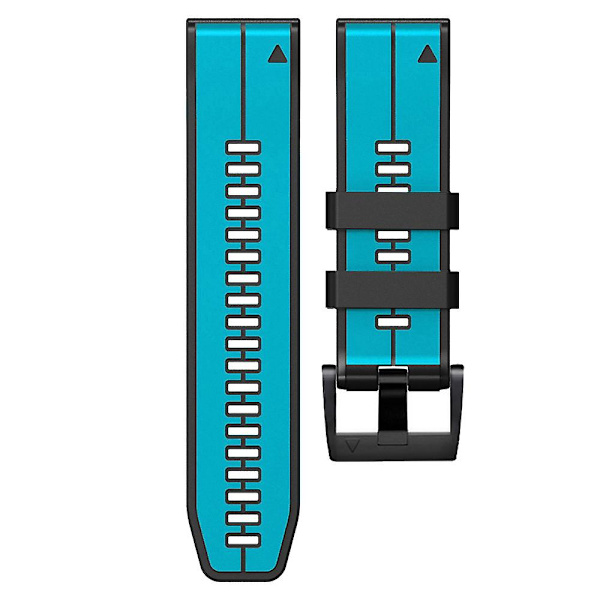 For Garmin Tactix 7 Pro/Fenix 7X/Fenix 6X Pro Silikonihihna Rannekorun Vaihto Dual Color Älykellon Ranneke 26mm Sky Blue Black