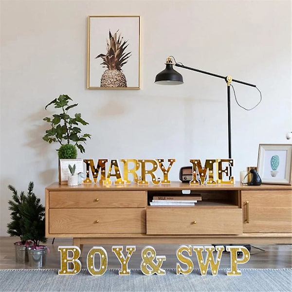 3D LED Natlampe 26 Bogstaver Lys Marquee Skilt Til Bryllup Fødselsdag Bogstav H