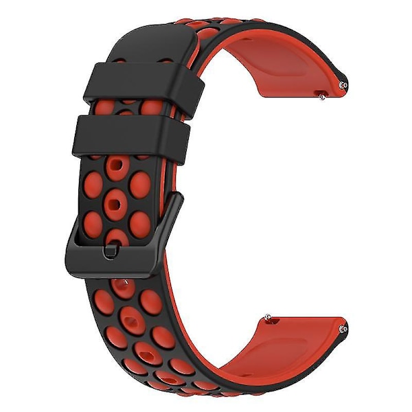 For Samsung, Huawei, Huami, Polar Universal Watch Band 20mm Watch Strap med flere runde hull Black Red D Samsung Galaxy Watch4