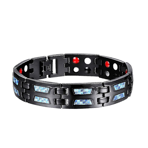 Carbon Blue Magnet Armbånd, Carbon Blue Titanium Magnetic Therapy Armbånd, Magnetic Slim Armbånd, Dobbeltrækket Stærk Magnet Armbånd