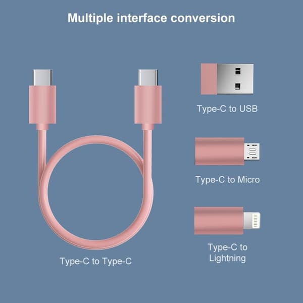 Sovitin - Moni-USB-lataussovitinkaapelisarja (pinkki)