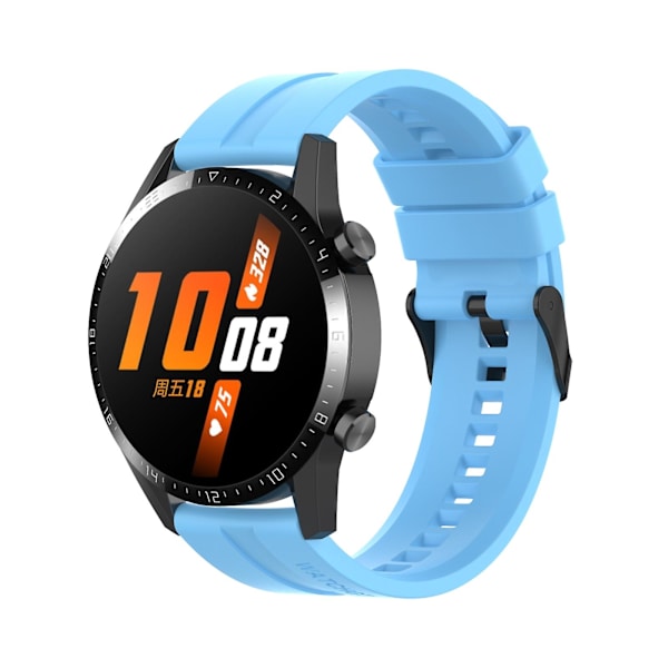 Til Huawei Watch Gt 2 46mm urrem med sort spænde Sky Blue