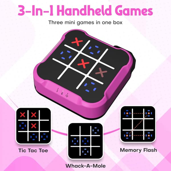 Tic Tac Toe-spill for barn: 4-i-1 bærbart sensorisk puslespill (lilla) Purple