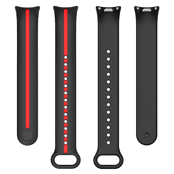 Mjukt silikonklockarmband för Xiaomi Smart Band 8 Tvåfärgat justerbart handledsband med spänne Black  Red