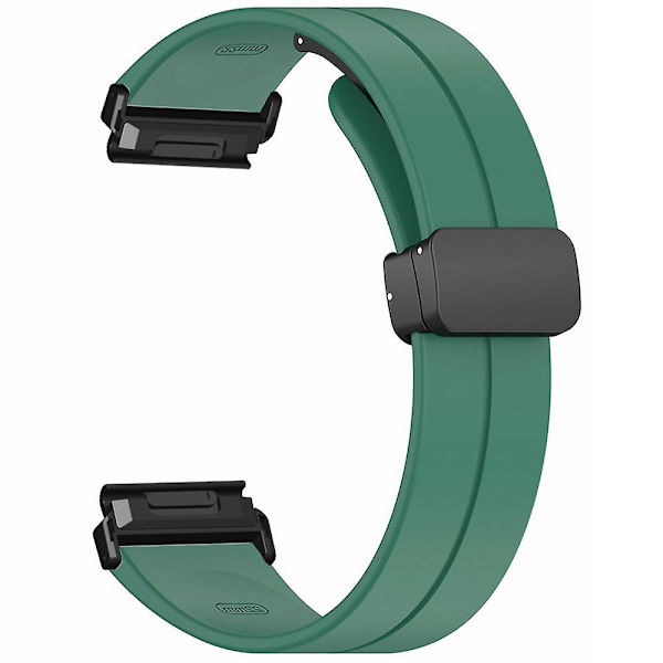 Til Garmin Fenix 7 / 6 / 5 22mm Rem til håndled - Fleksibelt silikoneur med magnetlås Army Green