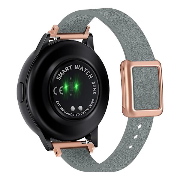 20mm Läderklockarmband för Samsung Galaxy Watch6 Classic 47mm 43mm, med magnetiskt viklås Linen Blue Rose Gold Buckle
