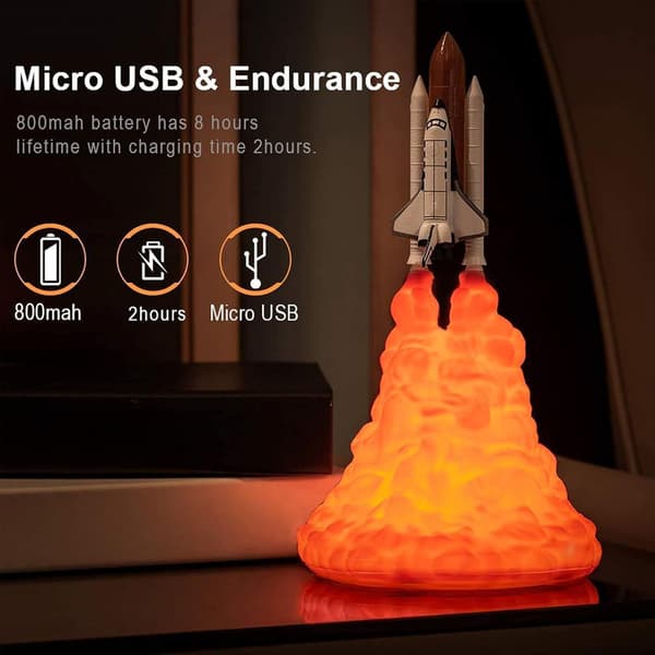Raketlampe 3D-print med USB genopladelig (01)