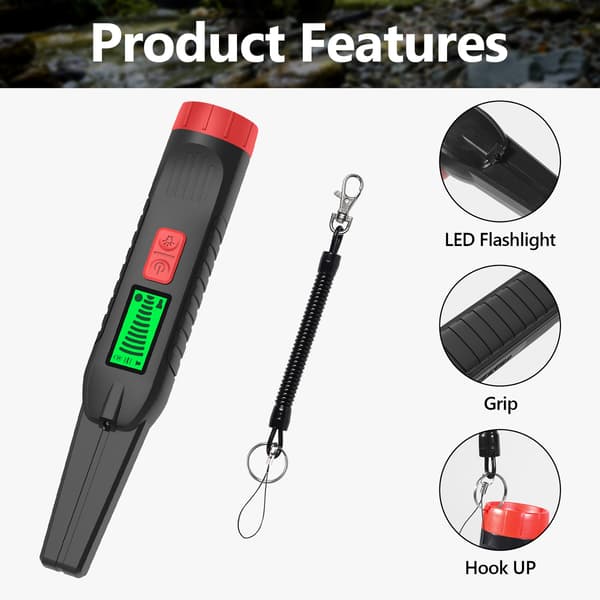 Bärbar metalldetektor med pinpoint (röd) Red