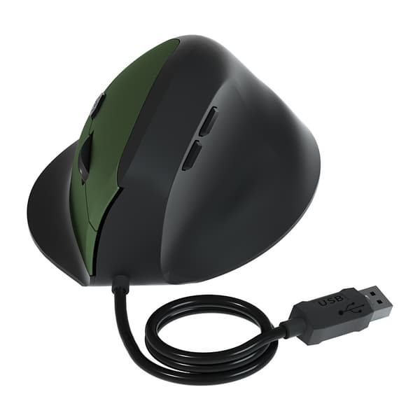 Ergonomisk Vertikal Mus, 1600Dpi Tyst Knapp Usb-sladd (Grön)