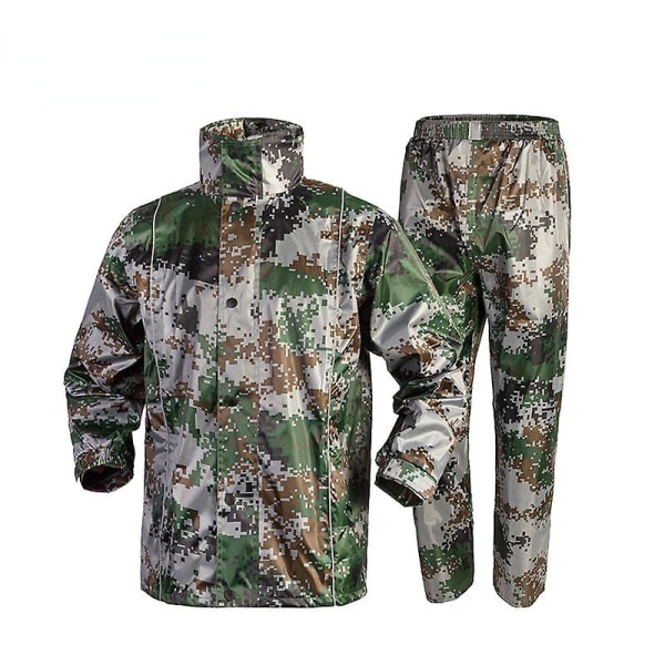 Camouflage uigennemtrængeligt regnfrakkesæt udendørs campingfiskeregnudstyr xxxl