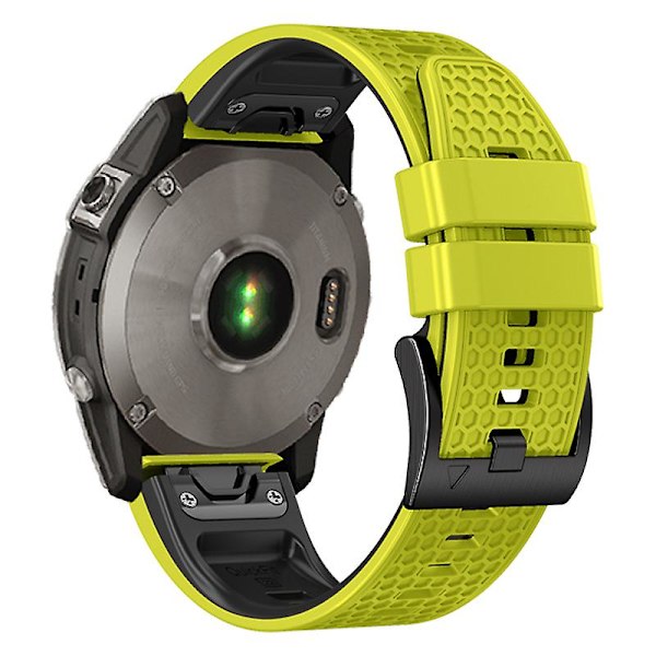 Dot Texture Silikonarmbånd for Garmin Tactix 7 Pro / Fenix 7x / 6x Pro / 5x Plus, 26mm Dual-color klokkestropp Lime Black
