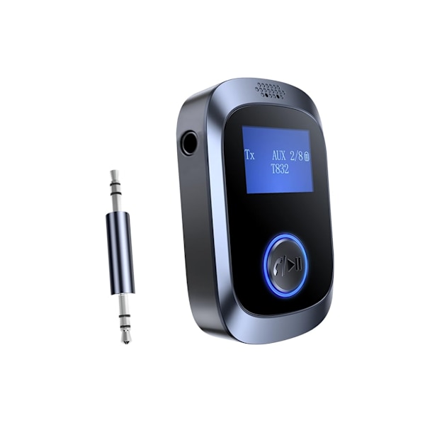 Bluetooth Sender Modtager med LED Display, 3.5mm Aux Audio Adapter Bluetooth 5.4 Volumenkontrol Bærbar Bluetooth Modtager D