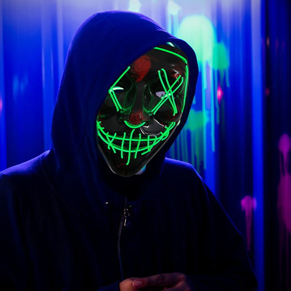 Cosmask Halloween Neon Mask Led Mask Masque Masquerade Party Masker Lys Glow In The Dark Morsomme masker Cosplay kostymeutstyr 8