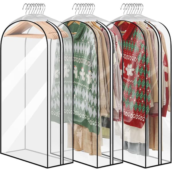 152 cm hängande plaggväska för förvaring, Peva-material vattentätt och luktfritt (3-pack)