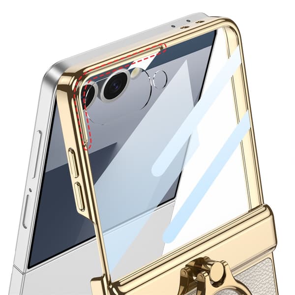 Etui til Samsung Z Flip7, magnetisk galvaniseret hængselstativ (grå)
