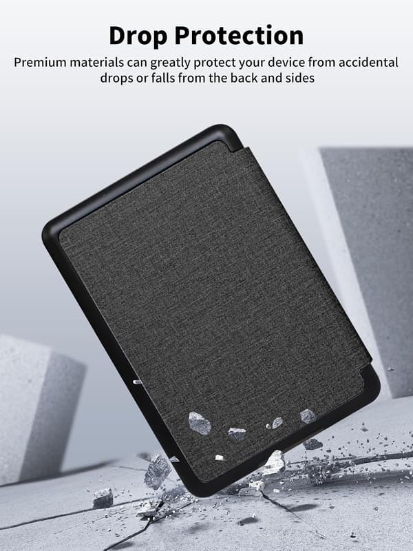 Etui - Til 7 tommer Kindle Paperwhite 12. generation 2024, Auto Sleep Wake, håndrem (sort)