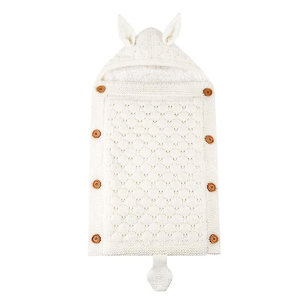 Nyfødte Klapvogn Sovepose Baby Konvolut Strikket Swaddle Fodpose White