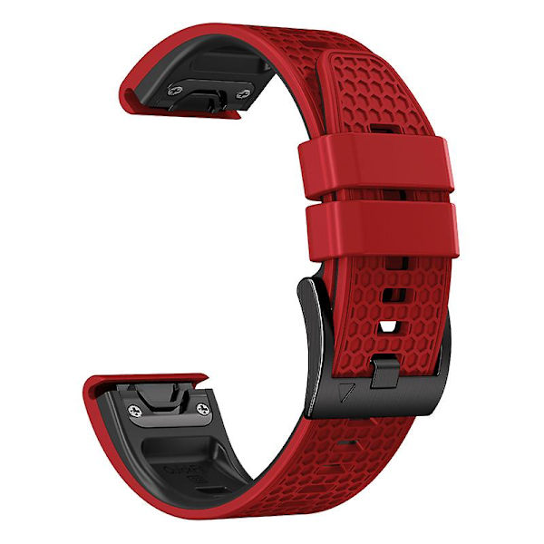 Dot Texture Watch Band til Garmin Fenix 7 / Forerunner 965 / 955 / 945 / 935, Blød Silikon Dual-farvet Rem Red Black