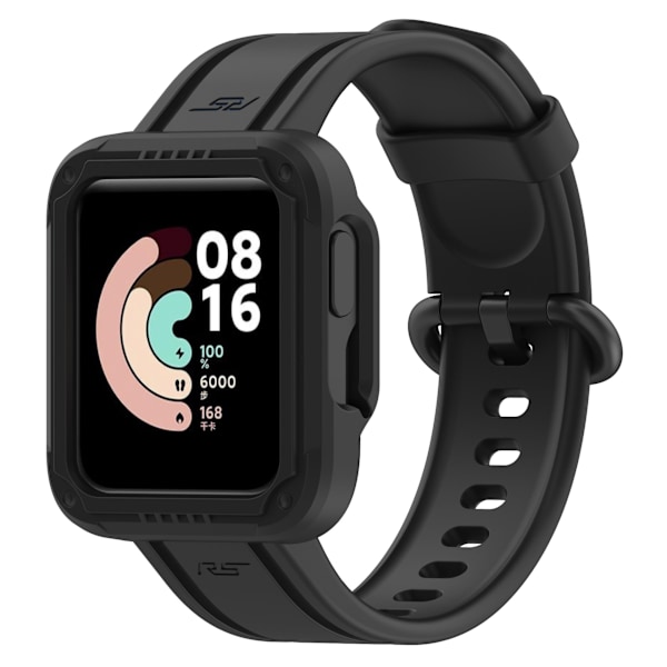 Passer til Redmi 1/Mi Watch Lite/Redmi 2/Mi Watch2 Lite Monokrom Silikon Integreret Urrem Black