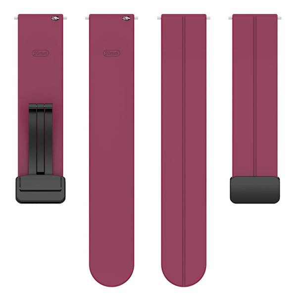 Til Huawei Watch GT 4 41mm / Garmin Venu 3S 18mm urrem i silikone med foldelås Wine Red