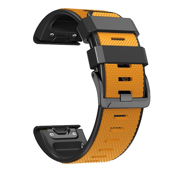 Diamantteksturert klokkearmbånd for Garmin Tactix 7 Pro / Fenix 7X / 6X Pro / 5X Plus, 26mm tofarget silikon sportsrem Orange Black