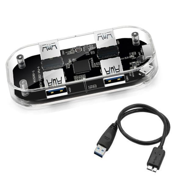 USB-hubb multiportadapter, 4 portar helt transparent USB 3.0-hubb