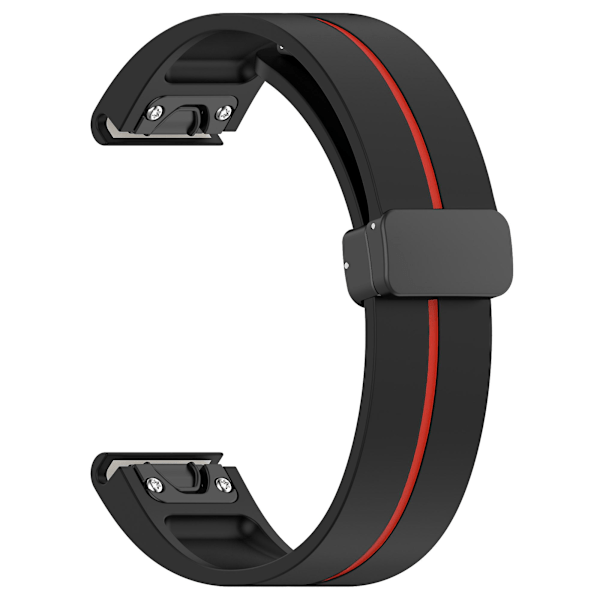 20mm Silikonurrem for Garmin Fenix 7s/6s/5s, Magnetisk Rem Svart Spenne Dual Farge Black Red