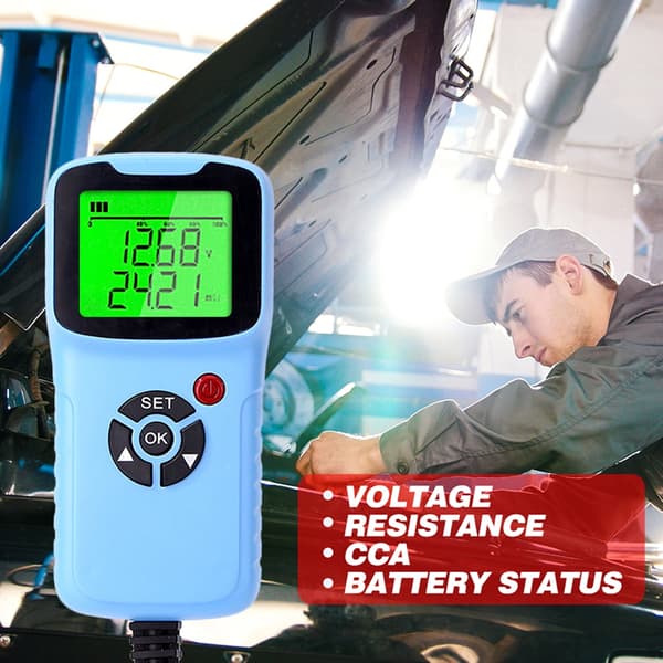 Bilbatterilader Tester Analysator, 12V 2000CCA Batterispenningsstest (Blå) Blue