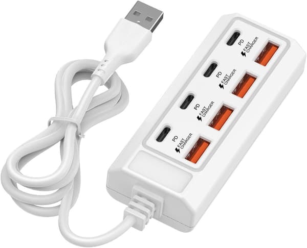 Adapter - USB C Hub Multiport, 8-port [4USB+4PD] 25W för 5V USB-enheter