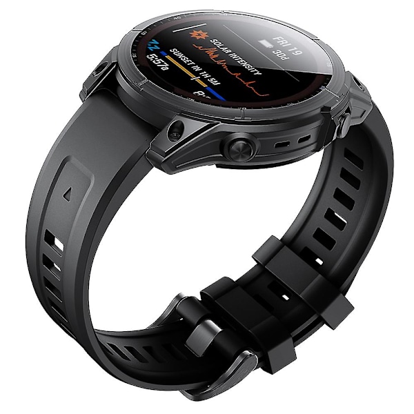 KLB-LWGJ-001 För Garmin Fenix 7 / 7 Pro Remband QuickFit 22mm Silikon Armband Black