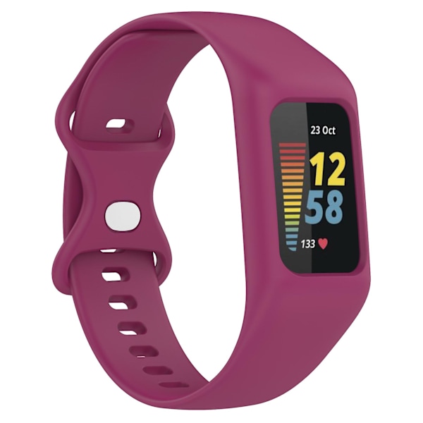 Integroitu silikoniranneke Fitbit Charge 6/5/4/3 -rannekkeelle, rannekoru kotelokannella Wine Red