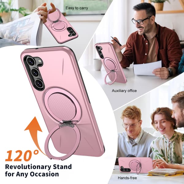 Etui til Samsung Galaxy S23, roterende støtteben TPU + PC (rosa)